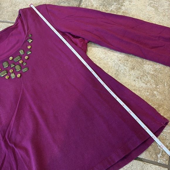 RUBY RD. Petite Women’s Jeweled 3/4 Length Blouse - Picture 6 of 7